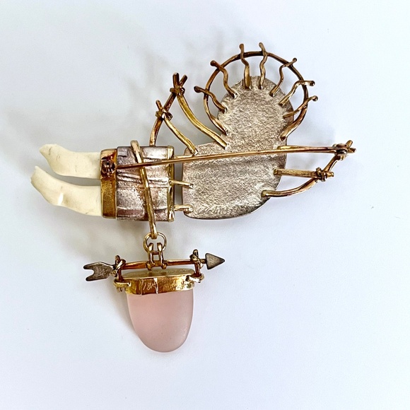Carolyn Morris Bach  Winged Goddess Brooch 18K,  Fine Sterling Silver - Picture 9 of 13